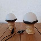 2 Brutalist Vintage Tafel Lampen Keramiek Jaren 70. thumbnail 8