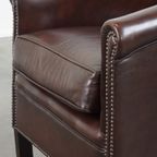 Zeer Mooie En Heerlijk Comfortabele Donkere Rundleren Clubfauteuil In Engelse Stijl thumbnail 14