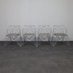 4x Geometric Wire Frame Dining Chairs, Rare thumbnail 9