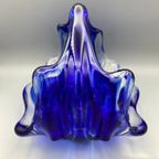 Vintage Glazen Schaal Mand 50's Blauw Lux Glass Faconne Main Austria thumbnail 6