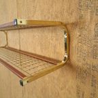 Goudkleurige Wandplank Wandrek Uit Zweden Met Teakhout Nr.5 thumbnail 5