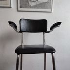 Vintage Kinder Kappersstoel 1950 Gispen Stijl Chroom & Zwart Barber Chair Children thumbnail 4