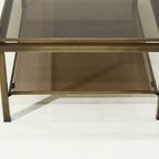 Two Tier Brass And Smoked Glass Coffee Table 1970s thumbnail 8