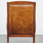 Ranke Schapenleren En Houten Vintage Art Deco Design Armchair In Een Prachtige Warme Cognac Kleur thumbnail 5