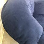 2 Vintage Durlet Fauteuils In Blauw Fluweel (1990s) thumbnail 10
