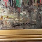"parijse Straten". Gesigneerd. Impressionisme. Olieverf Op Doek. thumbnail 3