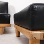 Brutalist Style Sofa Set In Black Leather thumbnail 9