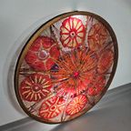 Large Wall Piece Textile Art 1970s / Wooden Frame With Nails thumbnail 4