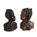 Vintage Afrikaanse Ebbenhouten Bustes, Man En Vrouw. thumbnail 4