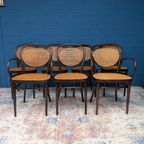 7x Vintage Rotan Stoelen, Model 215r, Thonet thumbnail 3