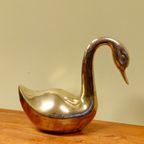 Grote Vintage Xl Messing Zwaan Zwaantje Vogel Groot thumbnail 6