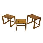 Vintage Set Van Drie Grenen Bijzettafels Nesting Tafels thumbnail 21