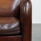 Karaktervolle Schapenleren Fauteuil/ Armchair Met Een Mooi Patina En Warme Kleuren thumbnail 7