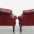 Unieke Set Van 4 Mooie Engelse Rundleren Chesterfield Clubfauteuils In Een Gevlamde Rode Kleur thumbnail 8