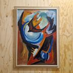 Mid Century Schilderij Geleefd Kunst Op Doek thumbnail 9