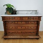 Vintage Frans Dressoir Commode, Ladekast Badkamermeubel Met Marmer Blad 113 thumbnail 2