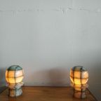 Set Vintage (onyx) Marmeren Tafellampjes/nachtlampjes (+/- Jaren 50-60). thumbnail 6