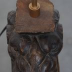 Prachtige Handgesneden Antieke Houten Staande Lamp Met Leeuwenkop thumbnail 10