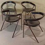 Set Van 4 Vintage Giannina Leren Stoelen, Arrben Italy thumbnail 4