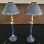 Tafellamp - Bedlamp - Kastlamp - Blauw - Metaal - Met Kap - 2 Stuks. thumbnail 4