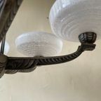 Hanglamp Jaren 40 Pendel Verzilverd 6 Arms Getrapte Glazen Kelken thumbnail 7