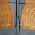 Leuke Set Van 4 Vintage Design Eetkamerstoelen Van Frederick Weinberg Van Gietijzer En Riet thumbnail 12