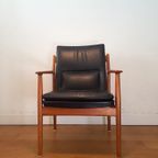 Vintage Arne Vodder 341 Fauteuil In Teak En Leer thumbnail 6