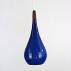 Blauwe Druppelvormige Glazen Hanglamp Gemaakt Door Holmegaard - Denemarken 1960 thumbnail 6