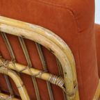 Luxe Vintage Boho Jaren ’50 Rotan Design Fauteuil Met Geveerde Kussens En Een Geweldig Zitcomfort thumbnail 14
