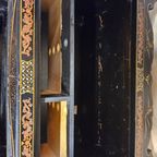 Vintage Chinese Lakkast Vogels Bloemen (speksteen) Bohemian Kast / Oosterse Kast / Aziatische Kast thumbnail 17