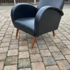 Mid-Century Fauteuil Skai Zwart thumbnail 5