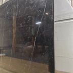 Grote Vintage Vierkante Glazen Tafel Zwart Marmeren Voet / Vintage Square Glass Table Marble Base thumbnail 11