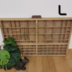 Brocante, Bruine Antieke Houten Letterbak, Wanddecoratie L thumbnail 2