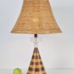 Vintage Conische Tafellamp Plexiglas Keramiek Rotan Regency thumbnail 3