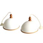 Vintage Steinhauer Hanglamp Wit Kunststof Met Houten Rand, Jaren '70/'80 thumbnail 3
