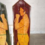 2 Grote Houten Panelen Met Boksers, Engeland thumbnail 3