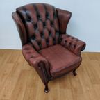 Vintage Chesterfield Stijl Fauteuil, Oorfauteuil 209 thumbnail 3