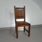 6 X Brutalist Solid Oak Chairs Mid Century thumbnail 9