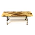 Vintage Onyx Salontafel Met Onderstel Van Chroom Gemaakt In De Jaren '70 thumbnail 5