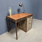 Industrieel Ijzeren Bureau Met Drie Laden thumbnail 3