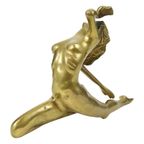 Art Deco Stijl Beeld Elegante Naakte Vrouw Massief Messing thumbnail 10