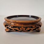 Antieke Houten Onderzetter Voor Vaas Of Bonsai thumbnail 4