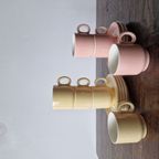 Boch Vintage Koffiekopjes Met Schotels – Roze & Geel (set Van 7) thumbnail 2