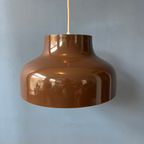 Vintage Mid Century Metalen Hanglamp In Bruin thumbnail 8