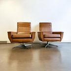 Set Van 2 Vintage Eenzitten / Fauteuils Op Chromen Stervoet thumbnail 2