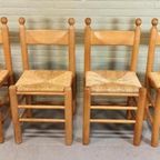 Set Van 4 Vintage Charles Dudouyt Stijl Eetkamerstoelen thumbnail 2