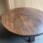 Vintage Massief Eiken Brutalist /Wabi-Sabi Ronde Salontafel thumbnail 8