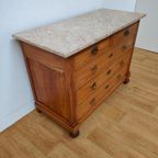 Vintage Antiek Dressoir Commode Ladekast Met Marmer Blad 810 thumbnail 7