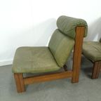 Groen Leren Stoel Met Eiken Hout Vintage Fauteuil thumbnail 7