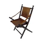 Officer’S Chair - Wood And Leather Upholstery - Military Campaign Style thumbnail 3